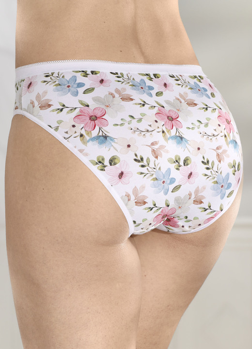 Slip - Drie-pack slip met kleurrijk bloemendessin, in Größe 036 bis 048, in Farbe WIT-ROSE-GROEN-KLEURIG Ansicht 1