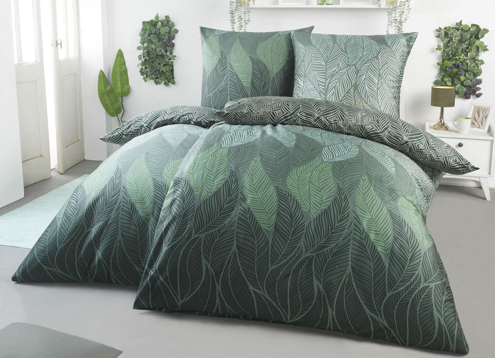 Beddengoed - Beddengoedset, in Größe 112 (80/80 cm + 135/200 cm) bis 115 (80/80 cm + 155/220 cm), in Farbe TANNENGRÜN