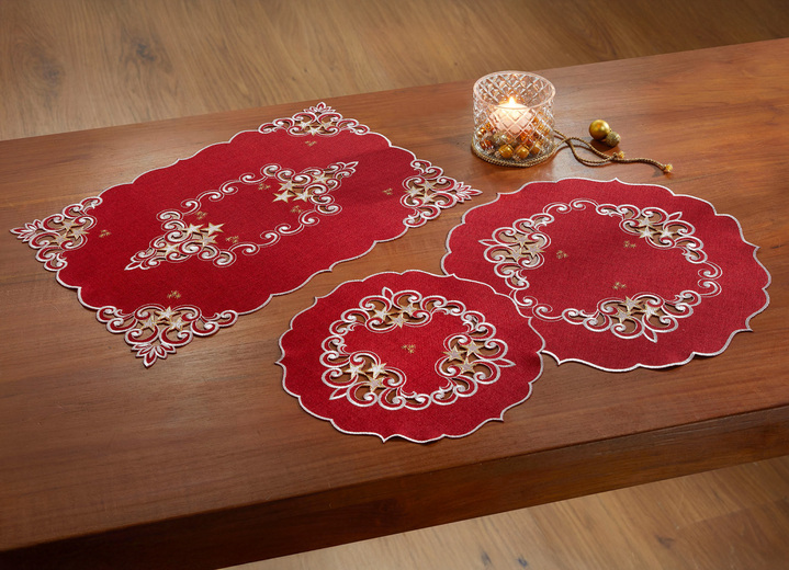 Woonaccessoires - Tafelkleed met uitgebreid borduurwerk, in Größe 101 (Kleedje, 35 x 50 cm) bis 404 (Kussensloop, 40 x 40 cm), in Farbe ROT Ansicht 1