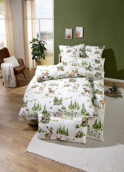 Beddengoed - Dubbelzijdig bedrukt polykatoenen beddengoedset, in Größe 111 (40 x 80 cm + 135 x 200 cm) bis 115 (80 x 80 cm + 155 x 220 cm), in Farbe MULTICOLOR