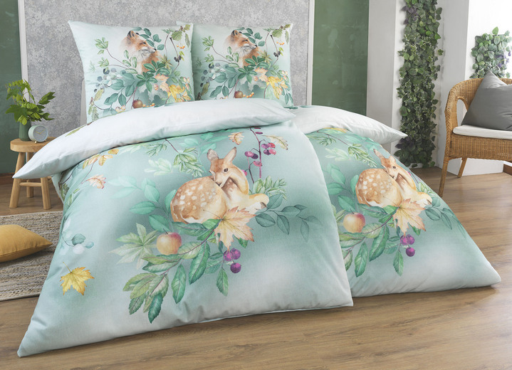 Beddengoed - Digitaal bedrukt beddengoedset van Estella, in Größe 112 (80 x 80 cm + 135 x 200 cm) bis 115 (80 x 80 cm + 155 x 220 cm), in Farbe GRÜN Ansicht 1