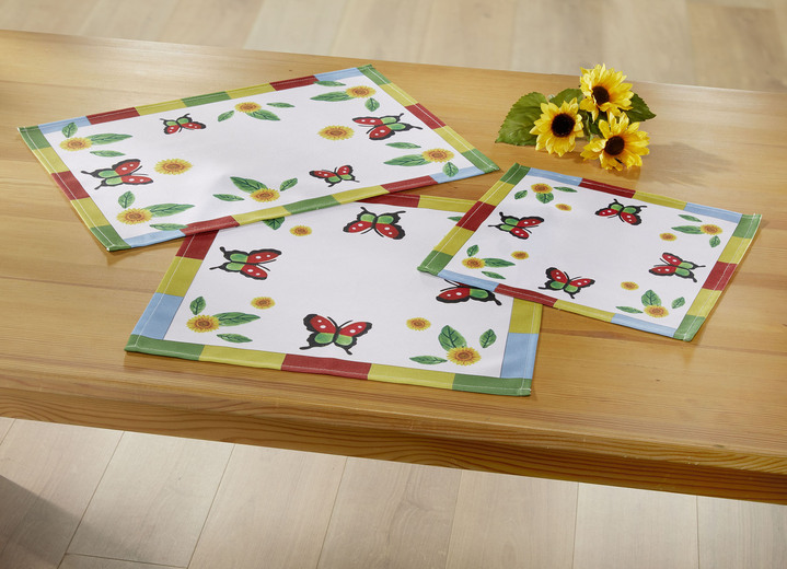 Woonaccessoires - Kleurrijke tafel- en kamerdecoratie, in Größe (2 onderleggers, 30x 30 cm) bis 404 (Kussensloop, 40 x 40 cm), in Farbe WEISS-BUNT Ansicht 1
