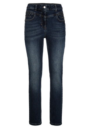 Jeans met strass steentjes en sierstiksels