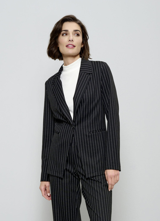 - Blazer met gestreept dessin, in Größe 020 bis 052, in Farbe SCHWARZ-WEISS Ansicht 1