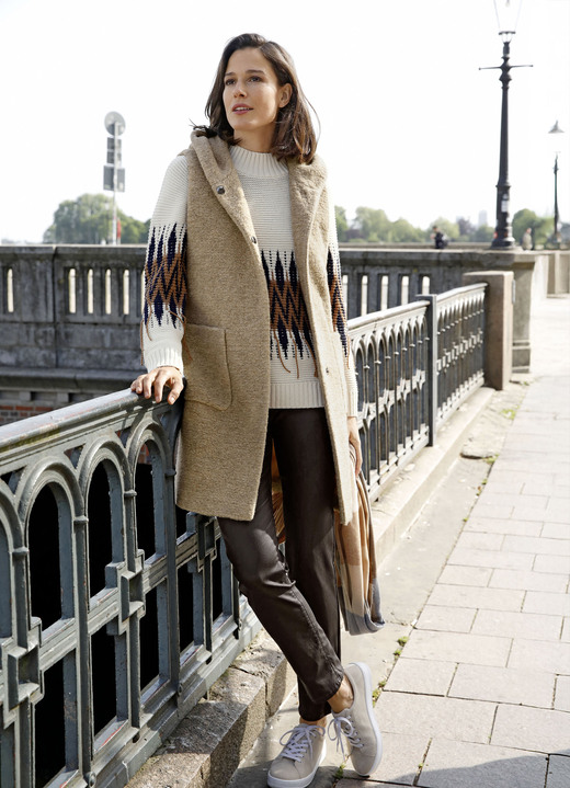 Lang - Lang vest, in Größe 038 bis 052, in Farbe BEIGE MELIERT Ansicht 1