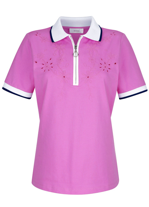 - Poloshirt met uitsparingen in 4 kleuren, in Größe 038 bis 052, in Farbe ROSA Ansicht 1