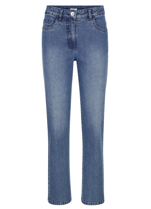 Broek met knoop- en ritssluiting - 5-pocket spijkerbroek, in Größe 019 bis 052, in Farbe BLAUW Ansicht 1