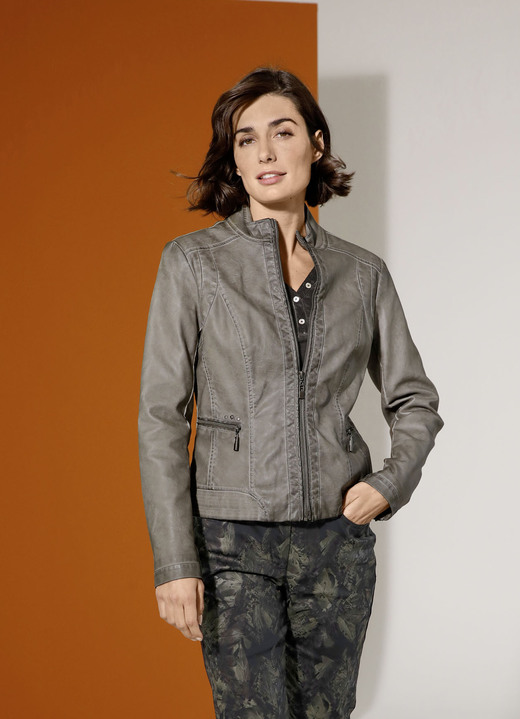 Kunstleren jassen - Blazer van imitatieleer, in Größe 038 bis 052, in Farbe GRAU Ansicht 1