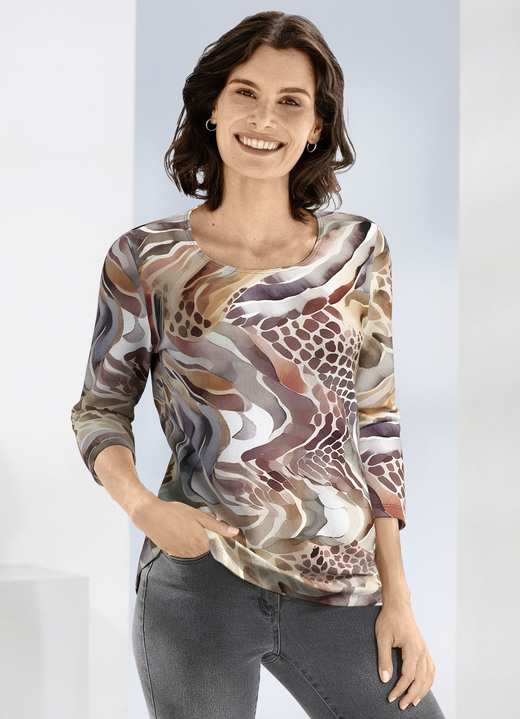 3/4-mouw - Pullover, in Größe 038 bis 052, in Farbe TERRA BRUIN VEELKLEURIG