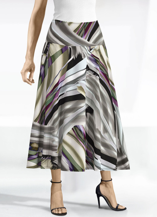 Multicolor - Rok in lichte plaatvorm, in Größe 018 bis 054, in Farbe OLIV-GRAU-SAND