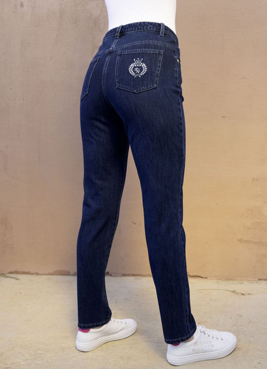 Broek met knoop- en ritssluiting - Fijne spijkerbroek, in Größe 017 bis 052, in Farbe DUNKELBLAU Ansicht 1