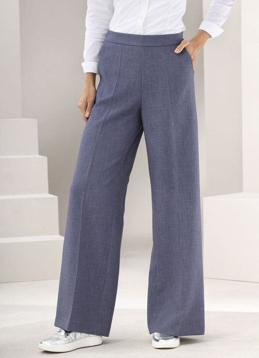 Broek met knoop- en ritssluiting - Broek in een modieuze wijdte, in Größe 018 bis 050, in Farbe MARINE MELIERT Ansicht 1