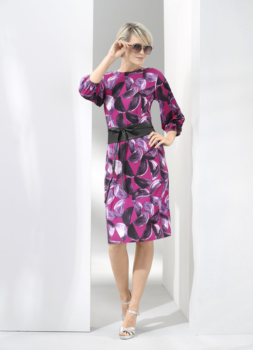 Lange mouw - Jurk van topkwaliteit, in Größe 036 bis 052, in Farbe FUCHSIA-AUBERGINE-ECRU-BUNT Ansicht 1