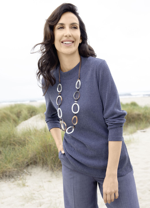 Lange mouw - Overhemd met opstaande kraag, in Größe 036 bis 052, in Farbe DENIM BLAUW Ansicht 1