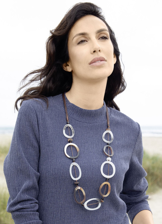Halskettingen - Moderne ketting met asymmetrische ovale elementen, in Farbe BRUIN-NATUURLIJK WIT