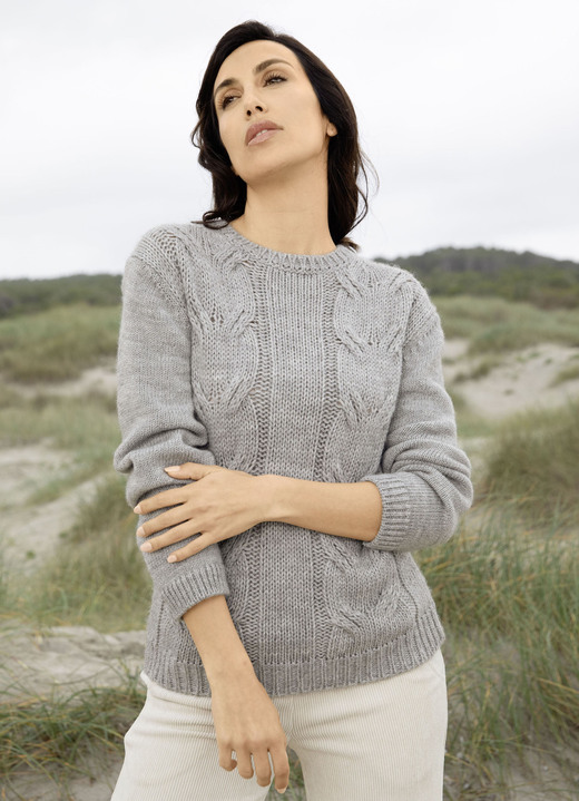 Basics - Trui met alpaca, in Größe 036 bis 052, in Farbe LICHTGRIJS MOTIEF Ansicht 1