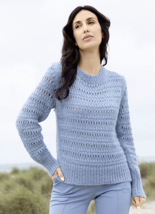 Basics - Trui met alpaca, in Größe L(44/46) bis XL(48/50), in Farbe JEANS BLAUW GESMOLTEN Ansicht 1