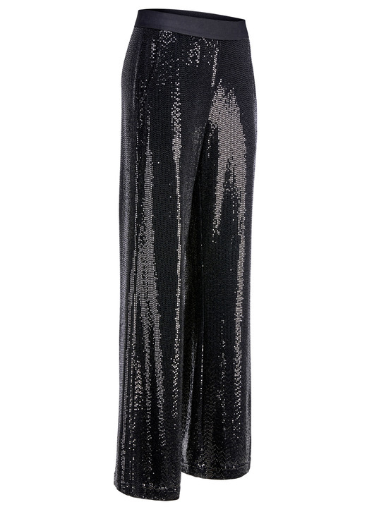 Broeken met elastische band - Broek met glinsterende pailletten, in Größe 018 bis 052, in Farbe SCHWARZ Ansicht 1
