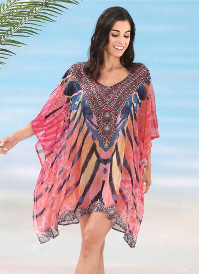 Tuniek met sieraadsteentjes, licht doorschijnend