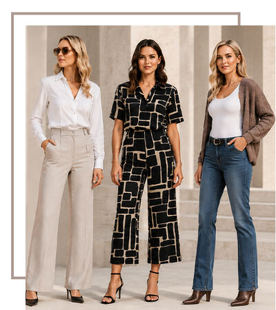 Drie dames in verschillende outfits