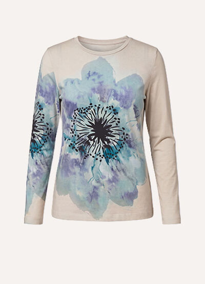 Shirt met een mooie contrasterende print op de voorkant en op de lange mouwen