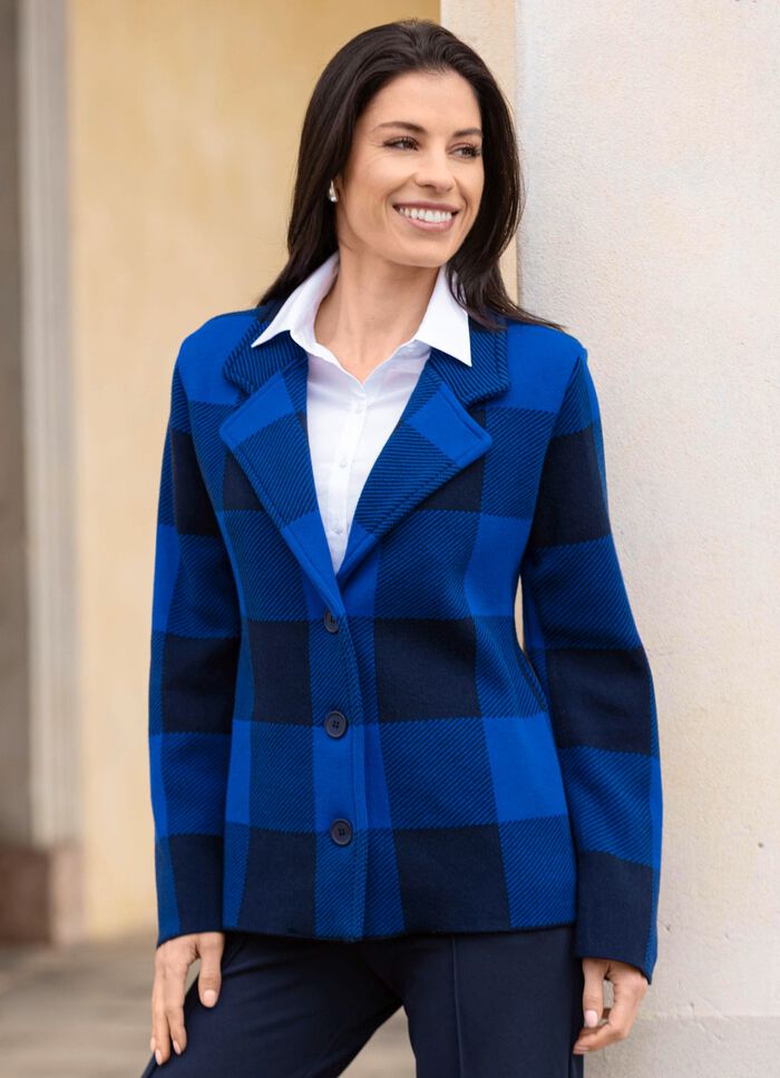 Gebreid blazer met grafisch jacquardpatroon 