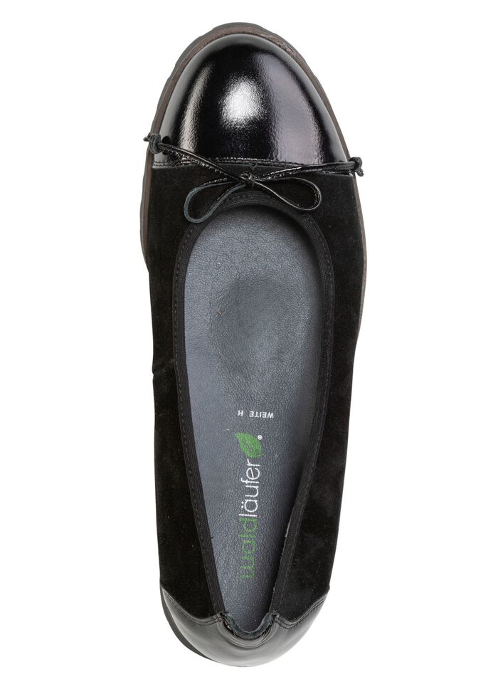 Waldl&auml;ufer, elegante damesballerina's, breedte H, met uitneembaar voetbed ZWART