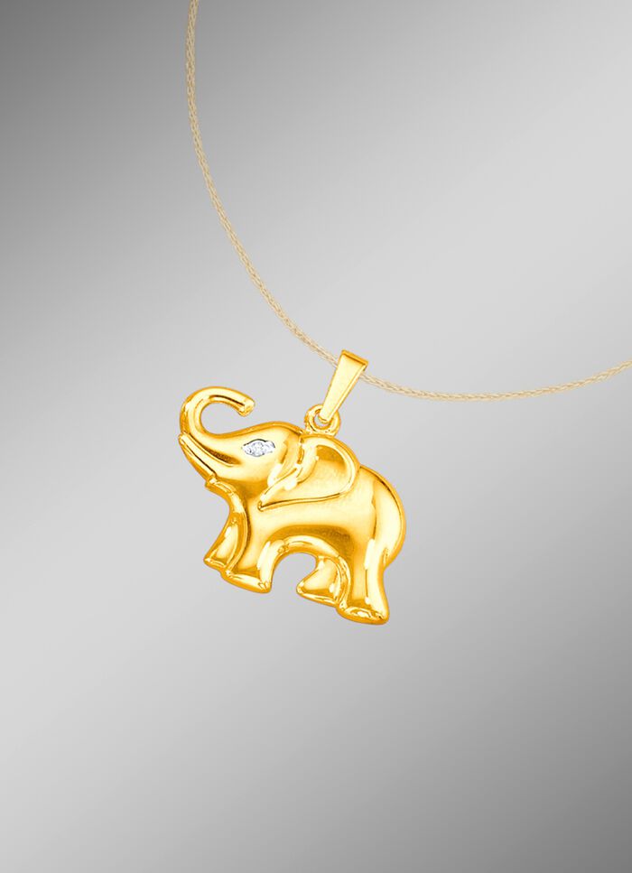 Olifant-kettinghanger met diamant 