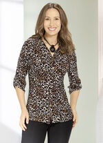 Overhemdblouse met leeuwenprint 