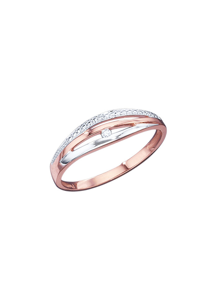 Elegante damesring tweekleurig met briljanten 