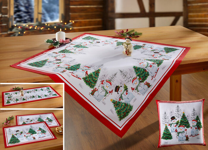 Tafelkleed met sneeuwpopprintmotieven MULTICOLOR