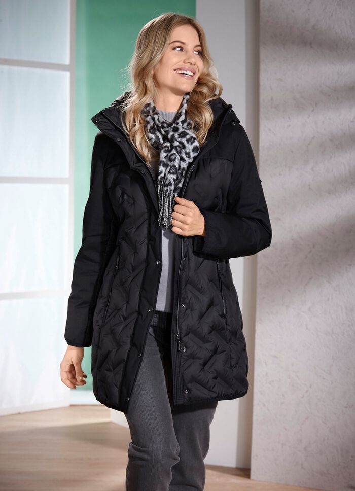 Lange donsjas met gelijmde kamers 