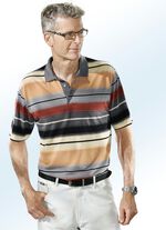 Poloshirt met all-overdessin GRIJS-ORANJE