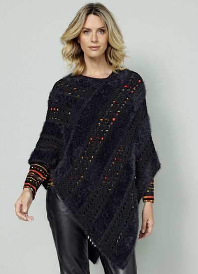 Poncho van garenmix 