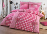 4-delige beddengoedset met rustiek ruitdessin ROOD