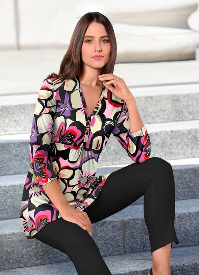 Shirttuniek met felgekleurde print 