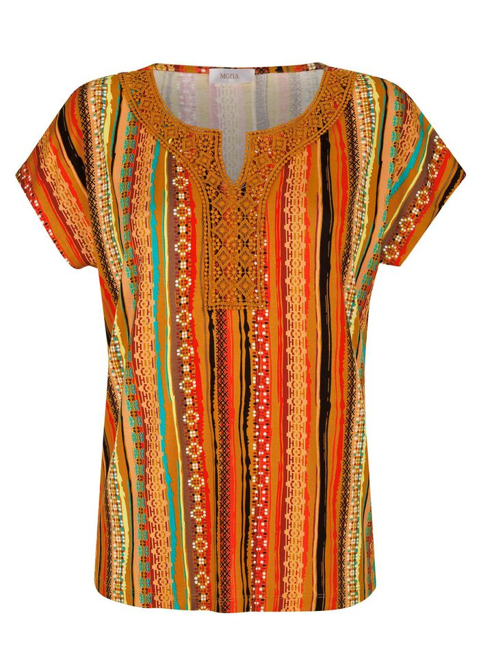 Shirt met gehaakte kanten rand 