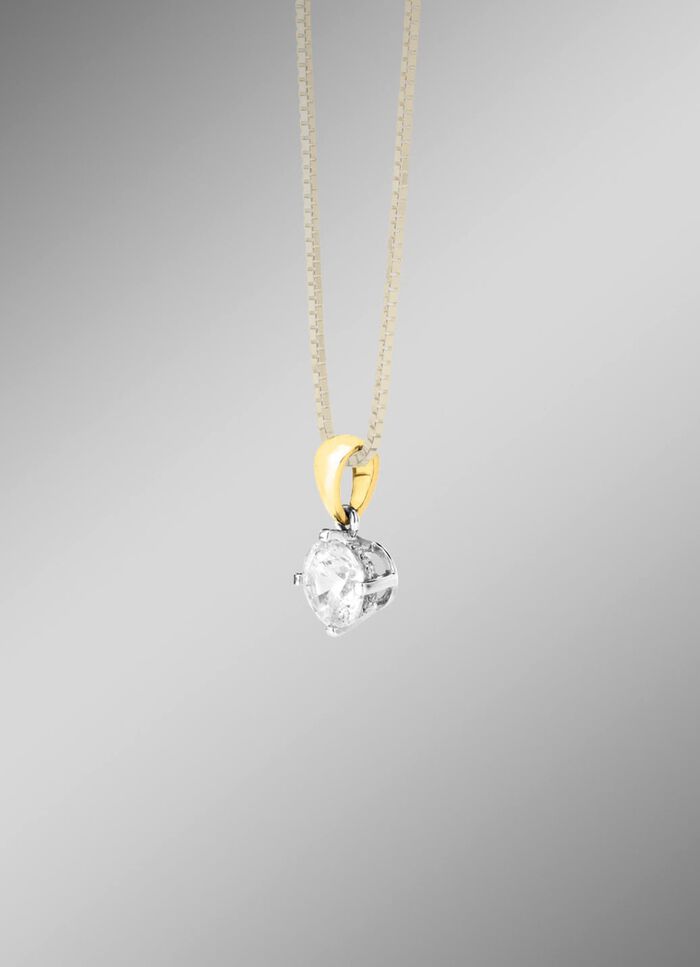 Solitaire hanger in bicolor met diamant 