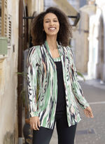 Shirt in jasjelook ZWART-GROEN-ABRIKOOS