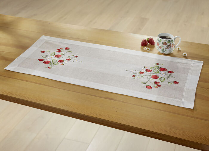 Tafel- en kamerdecoratie met aardbeienmotief SEKT-BUNT