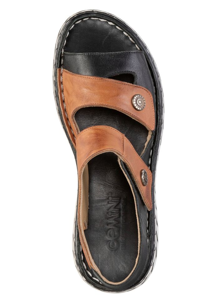 Gemini sandaal met metalen sieraden ZWART-COGNAC