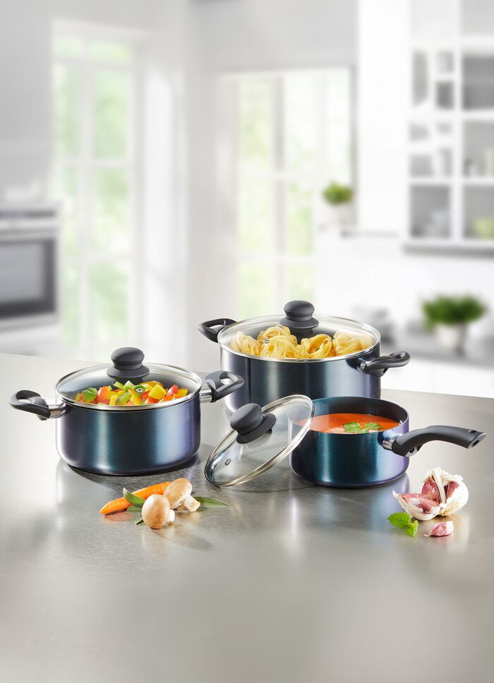 Meteor 6-delige pannenset met premium diamantkeramische antiaanbaklaag 