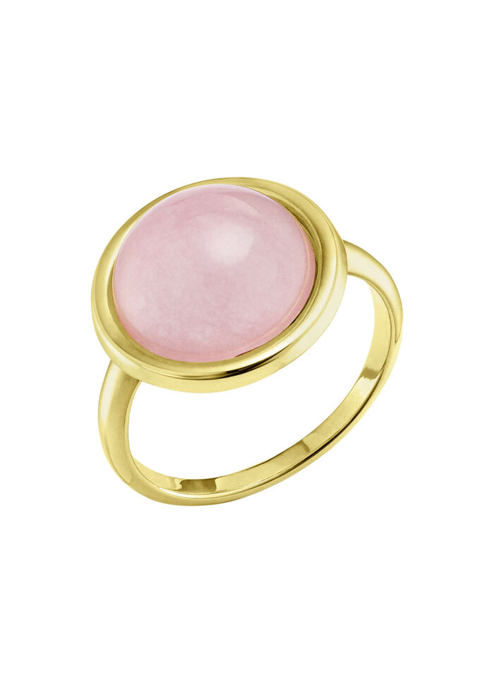Elegante damesring met echte roze chalcedoon 