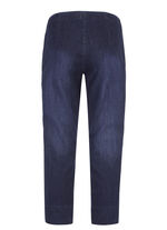Capri-jeans met elastische plooien DUNKELBLAU