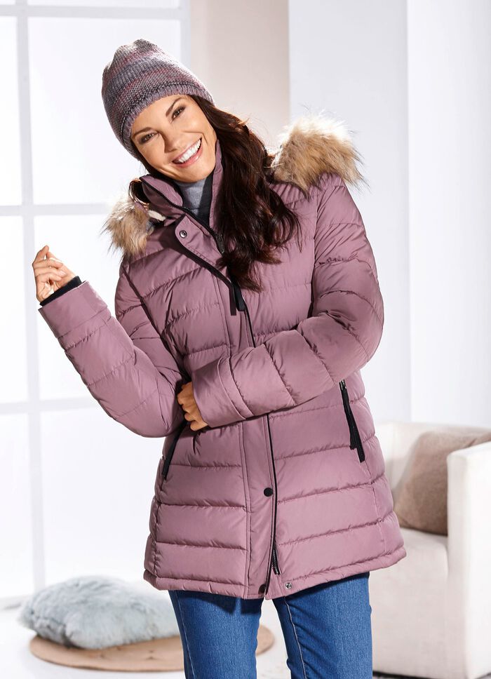 Lange functionele jas met afneembare capuchon 