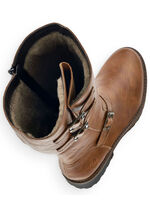 Remonte, gevoerde dameslaarzen, winterschoenen, breedte G, met lamsvacht COGNAC