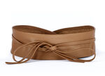 Modieuze leren strikceintuur, 8 cm breed COGNAC