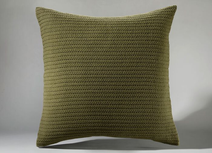Deken en kussensloop in een leuke gebreide look GROEN