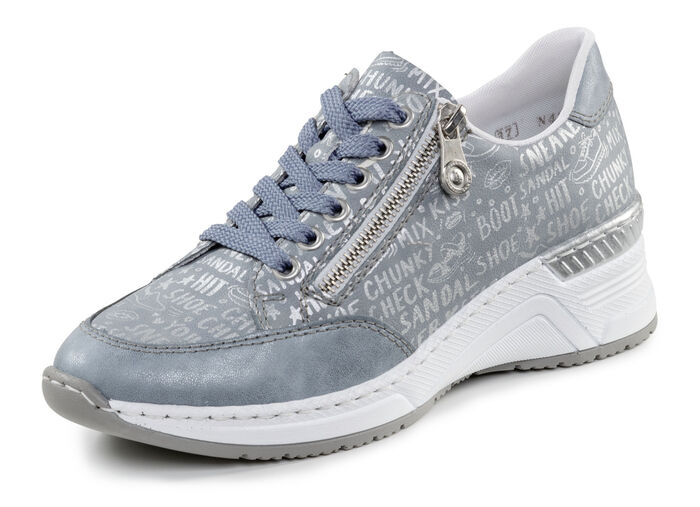 Rieker vetersneakers gemaakt van bedrukt synthetisch materiaal HELLBLAU-SILBER