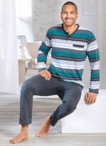 Pyjama met knoopsluiting en open manchetten 